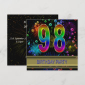 98. Geburtstagsparty Einladung mit Blasen (Vorne/Hinten)