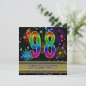 98. Geburtstagsparty Einladung mit Blasen (Stehend Vorderseite)