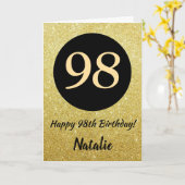 98. Happy Birthday Black and Gold Glitzer Card Karte (Gelbe Blume)