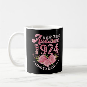 98 Jahre alte pinke Vintage 1924 Geburtstagsgesche Kaffeetasse