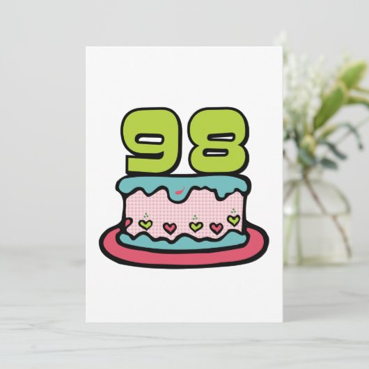 98-jähriger Geburtstagskuchen Karte (Stehend Vorderseite)