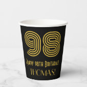 98th Birthday: Art Deco Inspired Look “98” & Name Pappbecher (Vorderseite)