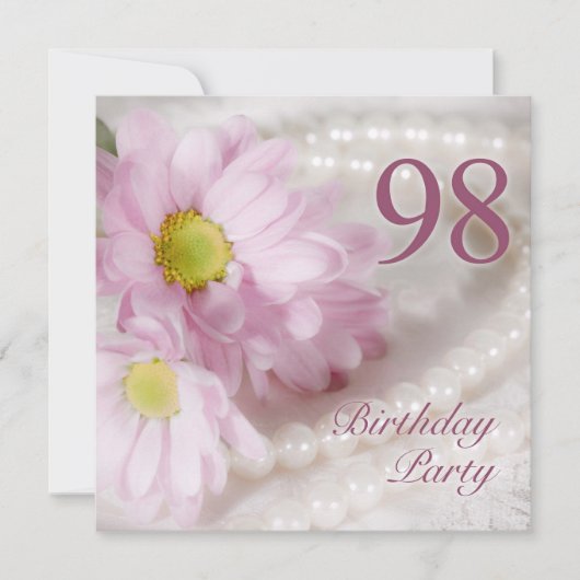 98th Birthday party invitation with daisies Einladung (Vorderseite)