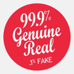 99,9 % Real,1 % Fake Runder Aufkleber