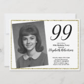 99. Benutzerdefiniertes Foto in Weiß und Gold  Einladung (Vorderseite)
