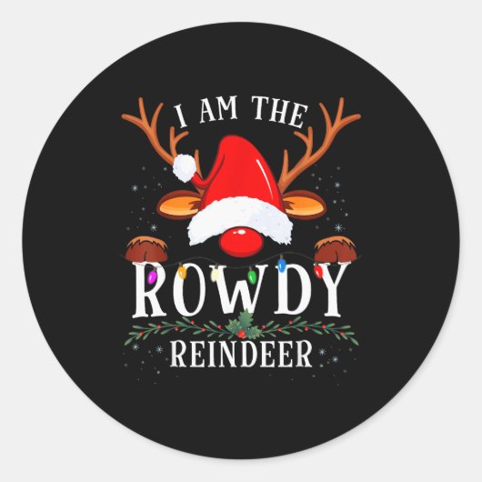 99 Christmas Reindeer Costume Party - I Am The Row Runder Aufkleber (Vorderseite)