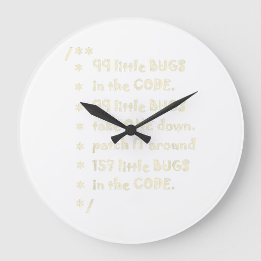 99 Fehler in Code Software Funny Engineer Tester Große Wanduhr (Vorderseite)