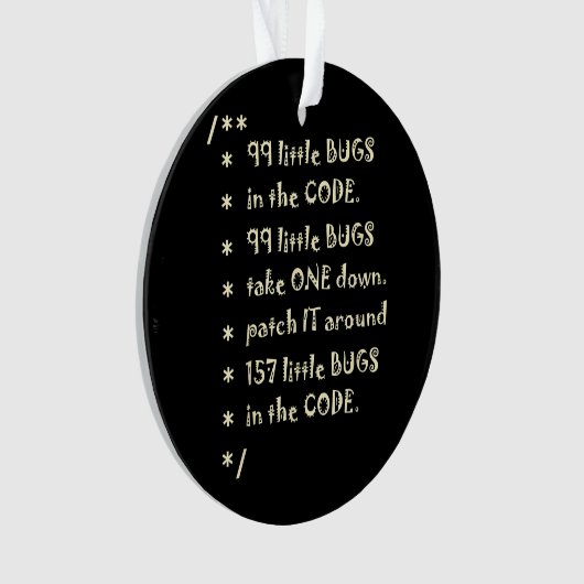 99 Fehler in Code Software Funny Engineer Tester Ornament (Vorderseite)