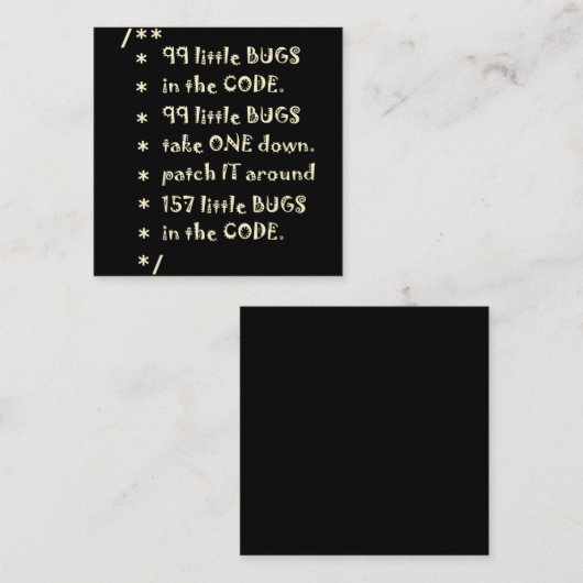 99 Fehler in Code Software Funny Engineer Tester Quadratische Visitenkarte (Vorne/Hinten)