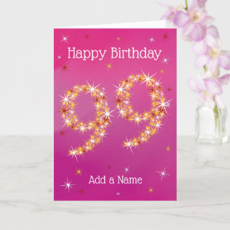 99. Geburtstag - 99 in Sternen - Rosa - Alter 99 K Karte