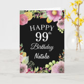 99. Geburtstag Aquarellfarben Blume Schwarze Karte (Gelbe Blume)