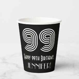 99. Geburtstag — Art Deco Inspiriert Look "99" + Pappbecher