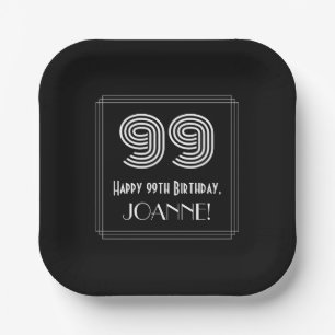 99. Geburtstag — Art Deco Inspiriert Look "99" + Pappteller