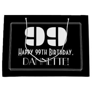 99. Geburtstag ~ Art Deco  Look "99" + Name Große Geschenktüte