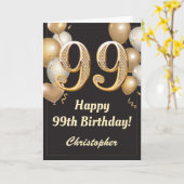 99. Geburtstag Black and Gold Balloons Confetti Karte (Gelbe Blume)