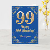 99. Geburtstag Blue and Gold Glitzer Frame Karte (Gelbe Blume)
