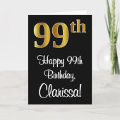 99. Geburtstag ~ Elegante Luxuriöse Imitate Gold L Karte (Vorderseite)