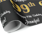 99. Geburtstag: Elegante Luxuriöse Imitate Gold Lo Geschenkpapier (Rolleneckpunkt)