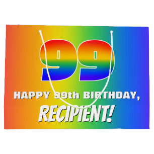 99. Geburtstag: Farbenfroh, Fun Rainbow Pattern # Große Geschenktüte