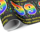 99. Geburtstag: Farbige Musiksymbole, Regenbogen 9 Geschenkpapier (Rolleneckpunkt)