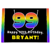 99. Geburtstag: Farbiger Regenbogen # 99, Individu Große Geschenktüte (Vorderseite)