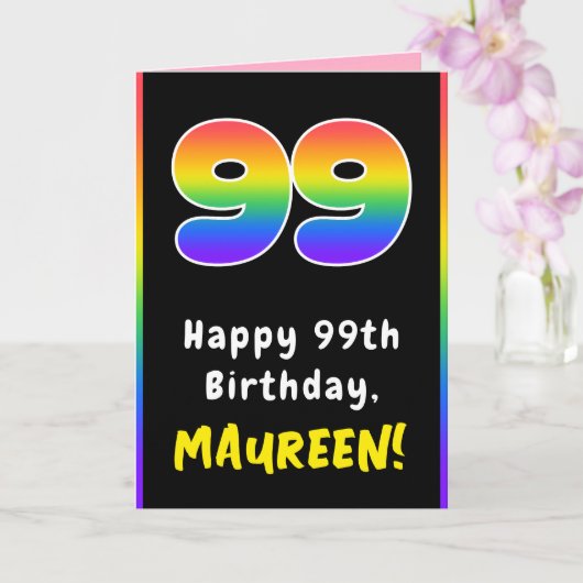 99. Geburtstag: Farbiger Regenbogen # 99, Individu Karte (Orchidee)