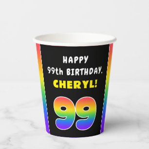 99. Geburtstag: Farbiger Regenbogen # 99, Individu Pappbecher