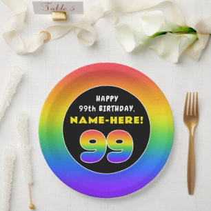 99. Geburtstag: Farbiger Regenbogen # 99, Individu Pappteller
