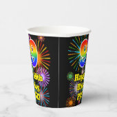 99. Geburtstag: Fun Fireworks Pattern + Rainbow 99 Pappbecher (Rechts)