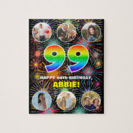 99. Geburtstag: Fun Rainbow #, Individuelle Name + Puzzle