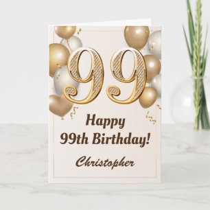 99. Geburtstag Gold Balloons und Confetti Geburtst Karte