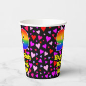 99. Geburtstag: Loving Hearts Pattern, Rainbow 99 Pappbecher (Links)