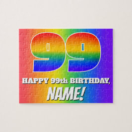 99. Geburtstag — mehrfarbiges Regenbogenmuster "99 Puzzle