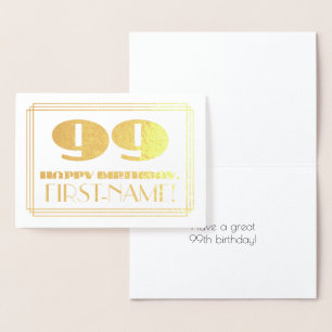 99. Geburtstag; Name + Art Deco Inspiriert Look "9 Folienkarte