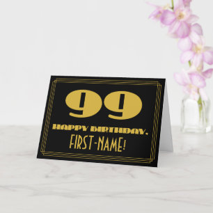 99. Geburtstag: Name + Art Deco inspiriertes Ausse Karte