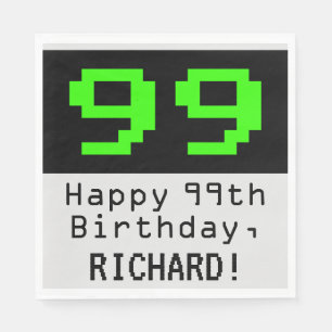99. Geburtstag - Nerdy / Geeky Style "99" & Name Serviette