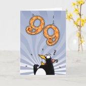 99. Geburtstag - Pinguin-Überraschungskarte Karte (Gelbe Blume)