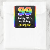 99. Geburtstag: Rainbow Spectrum # 99, Individuell Quadratischer Aufkleber (Tasche)