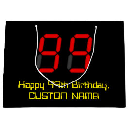 99. Geburtstag: Red Digital Clock Style "99" + Nam Große Geschenktüte
