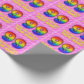 99. Geburtstag: Rosa Streifen & Herz, Regenbogen # Geschenkpapier (Ecke)