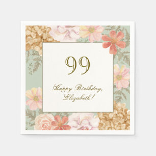 99. Geburtstag Serviette Herbstfarben Floral Sage