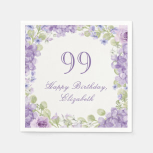 99. Geburtstag Servietten Elegantes lila Floral