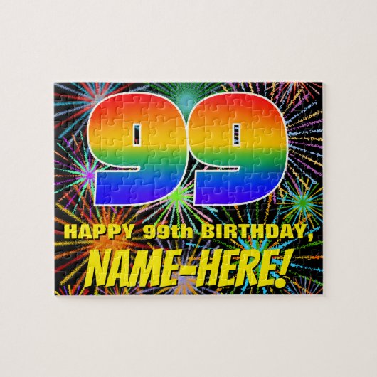 99. Geburtstag: Spaß, bunte feierliche Feuerwerke Puzzle (Horizontal)