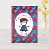 99. Geburtstag Strichfigur-Mädchen und Daisies auf Karte (Gelbe Blume)