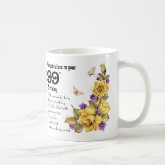 99. Geburtstags-gelbe Rose und Kaffeetasse