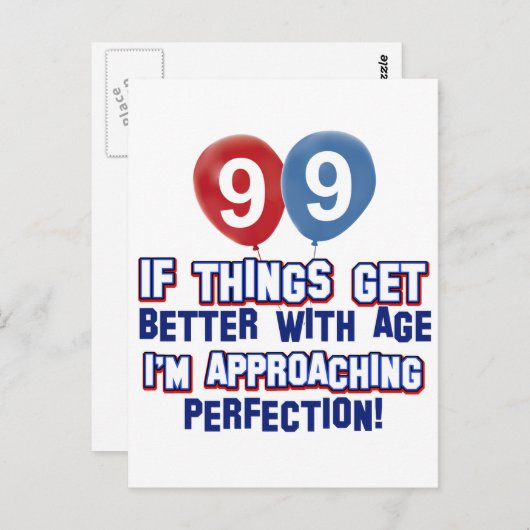 99. Geburtstagsdesign Postkarte (Vorne/Hinten)
