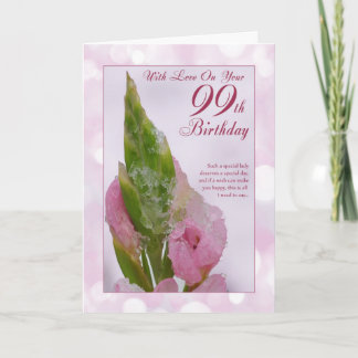 99. Geburtstagskarte mit rosa Blume und Eis Karte