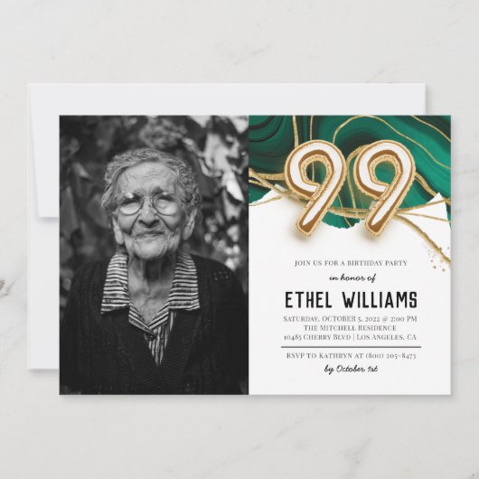 99. Geburtstagsparty Einladung (Vorderseite)