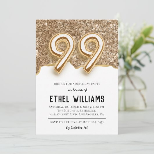 99. Geburtstagsparty Einladung (Stehend Vorderseite)