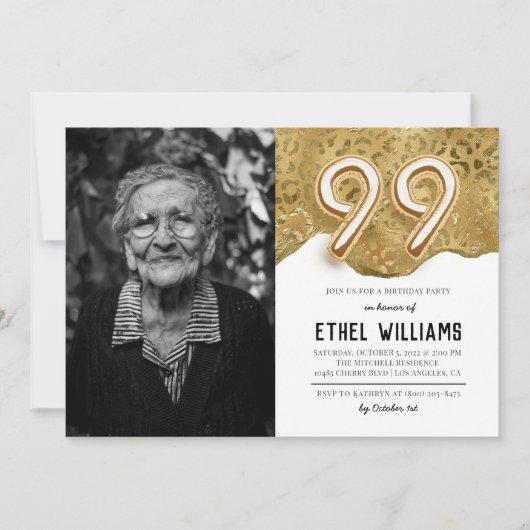 99. Geburtstagsparty Einladung (Vorderseite)